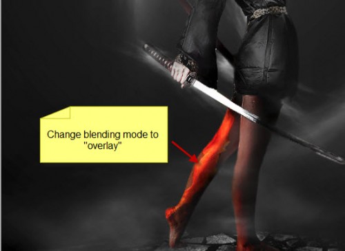 3 blending 500x365 Design an Abstract Style Sword Warrior with Fiery Effect in Photoshop