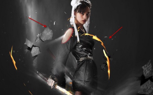 5 debris 500x312 Design an Abstract Style Sword Warrior with Fiery Effect in Photoshop