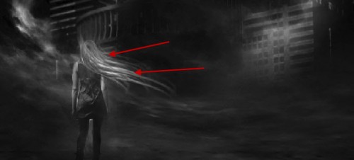 3 hair 500x226 Create a Surreal Dark City with Meteorite Fall Scene in Photoshop